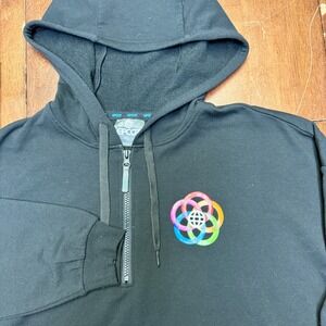 Disney Park Epcot‎ Logo Pullover Hoodie Black Half Zip Women's Size Large
